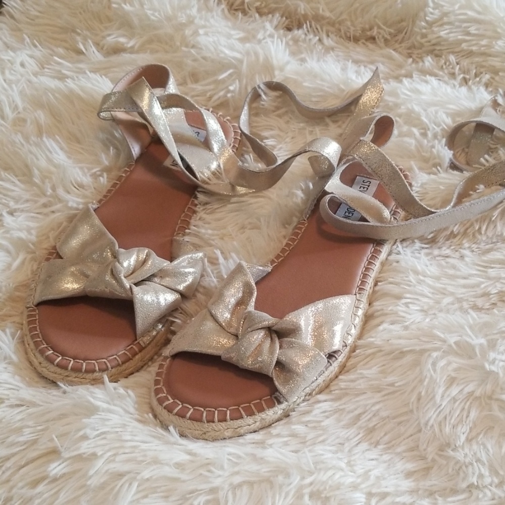 Gold tie up sandal